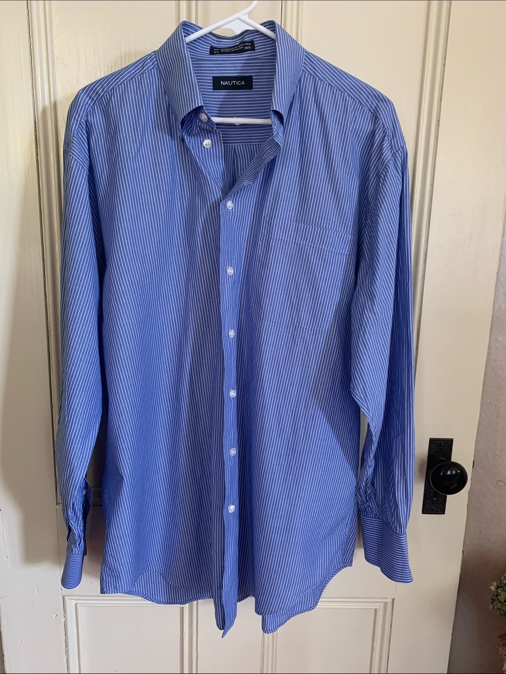 Nautica Blue and White Pinstripe Dress Shirt